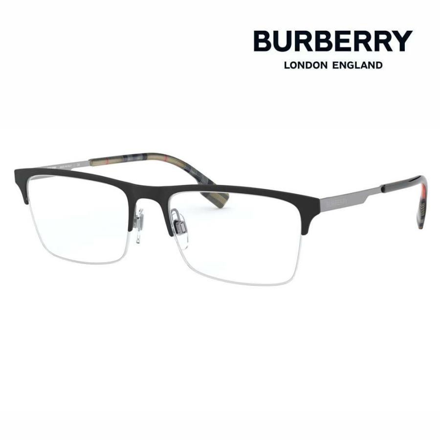 バーバリー BURBERRY メガネ BE1344 1003 55 伊達眼鏡 メガネ BRUNEL スクエア メタル ハーフリム ナイロール メンズ