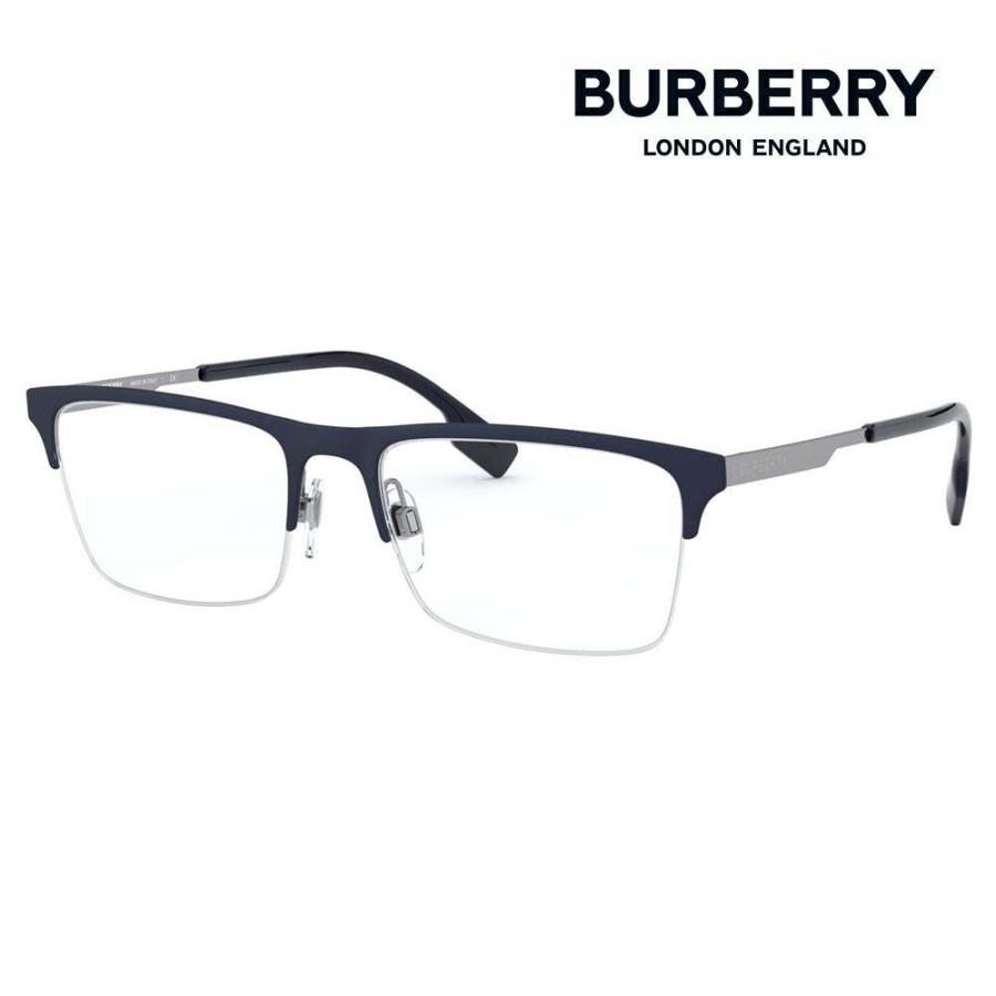 バーバリー BURBERRY メガネ BE1344 1274 55 伊達眼鏡 メガネ BRUNEL スクエア メタル ハーフリム ナイロール メンズ｜upup