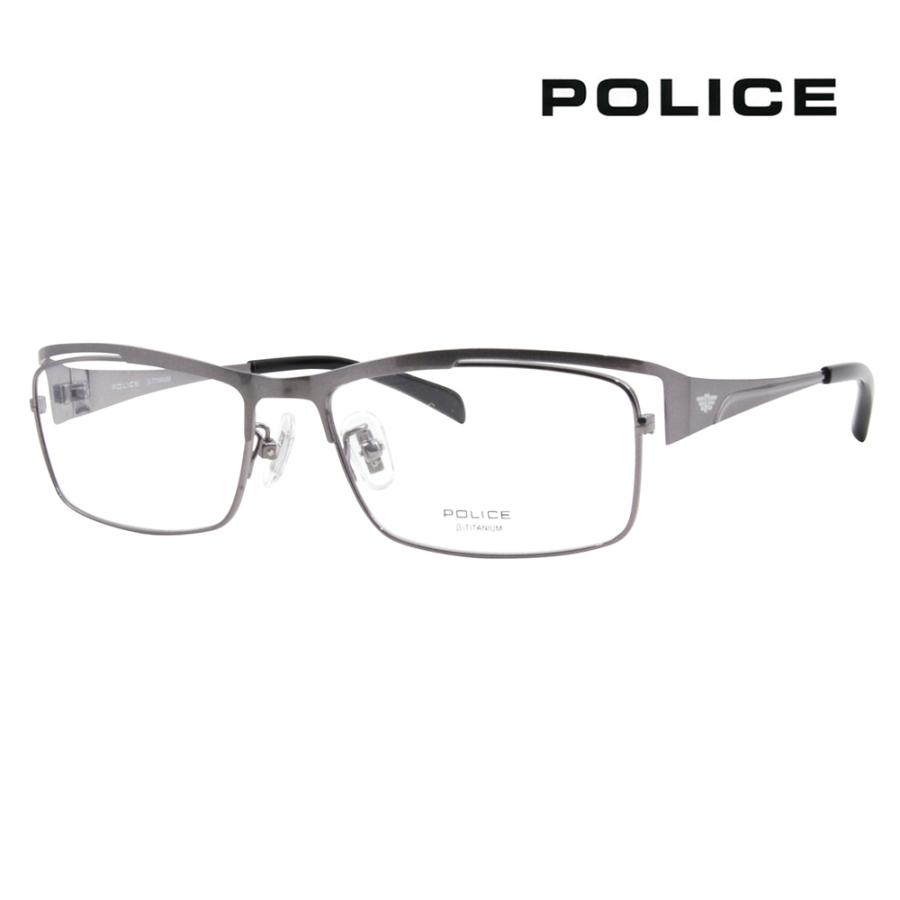 ポリス メガネフレーム POLICE VPLD76J 0568 55 スクエア フルリム メタル チタン メンズ 伊達 眼鏡 メガネ | POLICE