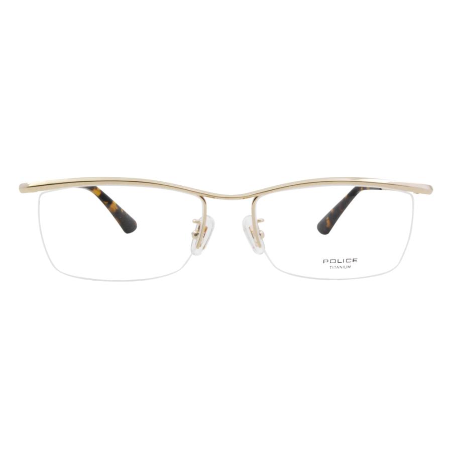 ポリス メガネフレーム POLICE VPLG48J 0300 55 2023年モデル  メンズ スクエア メタル ハーフリム ナイロール チタニウム 眼鏡 伊達メガネ | POLICE | 01