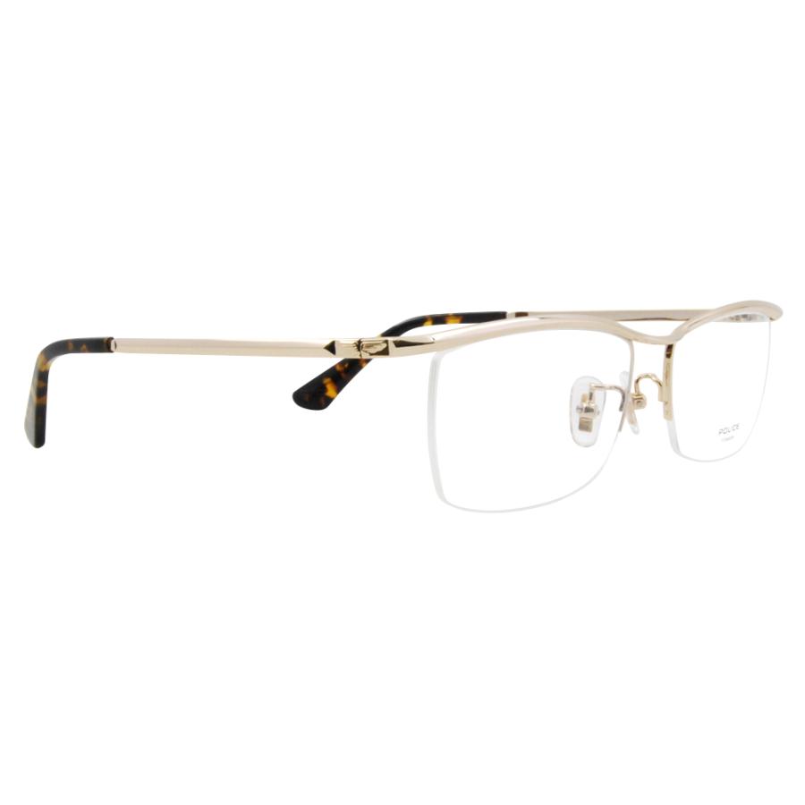 ポリス メガネフレーム POLICE VPLG48J 0300 55 2023年モデル  メンズ スクエア メタル ハーフリム ナイロール チタニウム 眼鏡 伊達メガネ | POLICE | 04