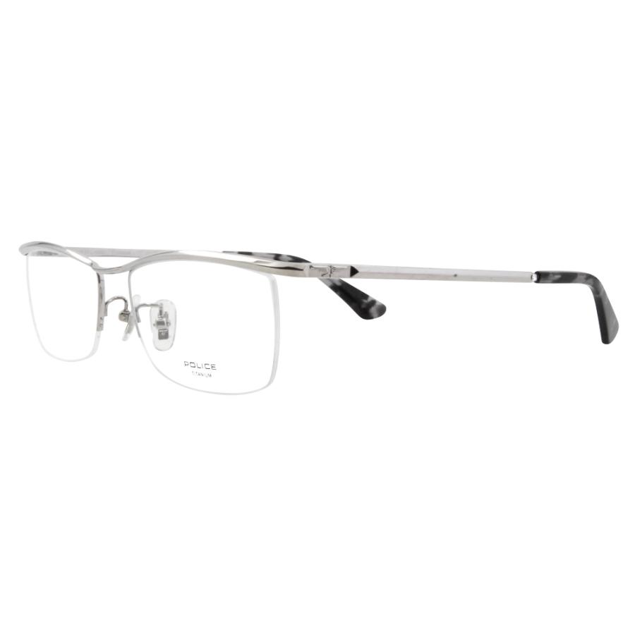 ポリス メガネフレーム POLICE VPLG48J 0S11 55 2023年モデル  メンズ スクエア メタル ハーフリム ナイロール チタニウム 眼鏡 伊達メガネ | POLICE | 03