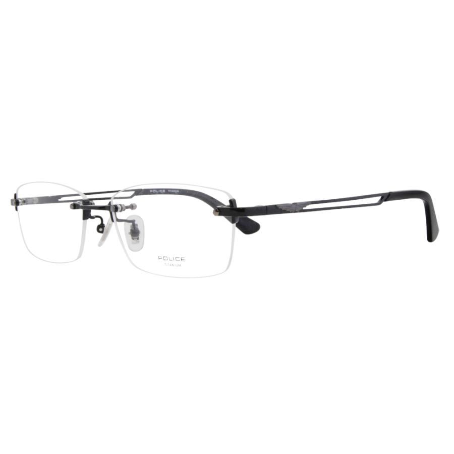 ポリス メガネフレーム POLICE VPLL39J 0530 55 2023年モデル メンズ スクエア リムレス ツーポイント 縁なし チタニウム  伊達メガネ 眼鏡