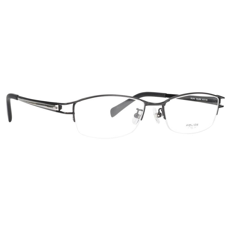 ポリス メガネ フレーム POLICE VPL174J BK3X 54 スクエア ハーフリム ナイロール チタン 伊達 眼鏡 メガネ | POLICE | 04