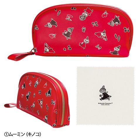 2WAYメガネケース メガネポーチ コスメポーチ ピーナッツ スヌーピー ホッピング みつめる ムーミンとリトルミイ キノコ カミオジャパン クロス付き | MOOMIN | 05
