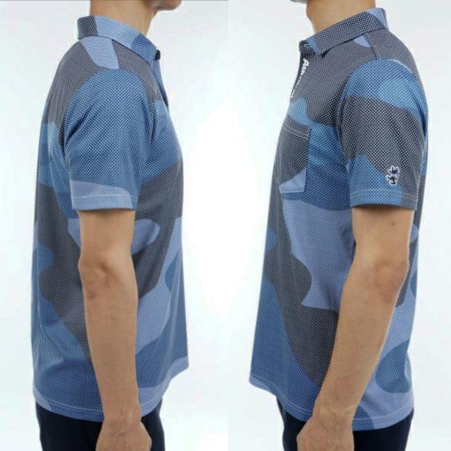 【春夏モデル】 Admiral Golf (アドミラルゴルフ)ドットビッグカモ柄プリントシャツ (メンズ)  ADMA312 半袖ポロシャツ_2