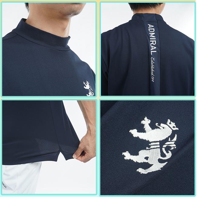 【2025年春夏モデル】Admiral Golf アドミラルゴルフ ビッグ鹿の子 アクティブモックネックシャツ (メンズ) ADMA536  吸水速乾 ストレッチ 日本製半袖ハイネックの画像