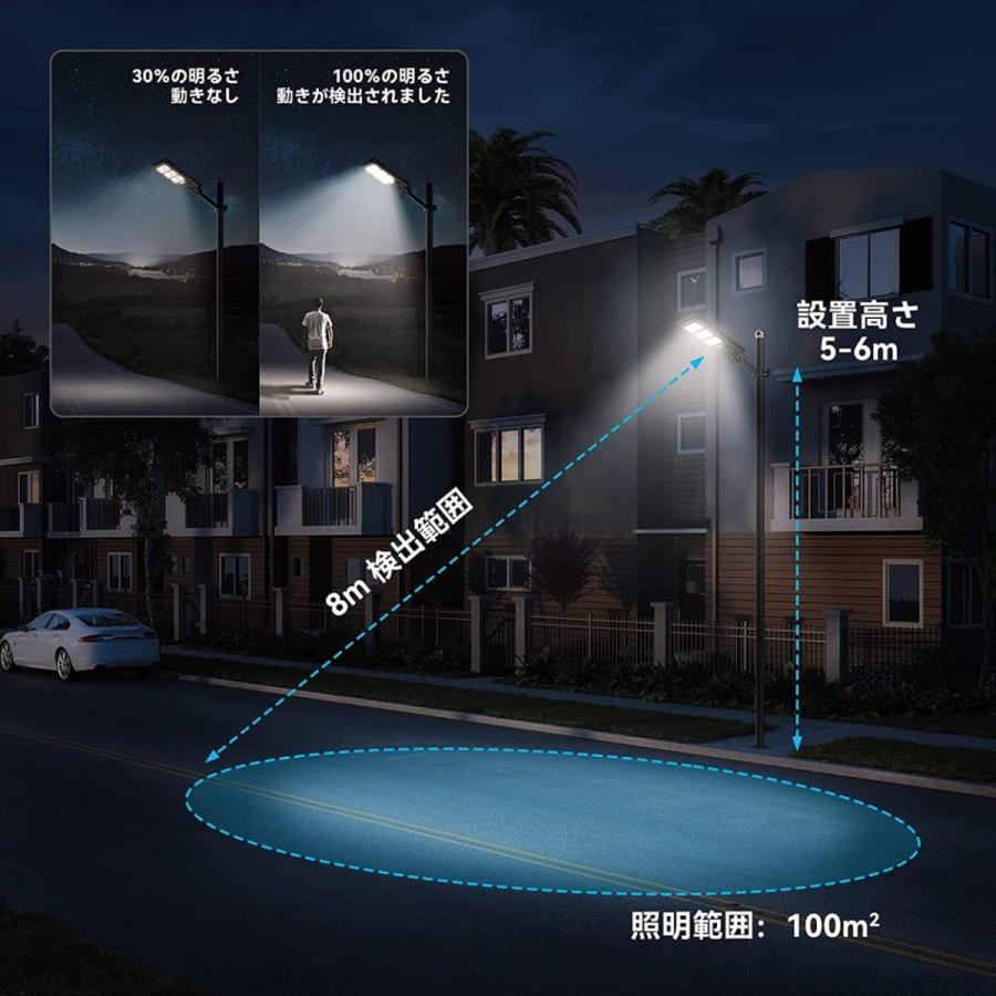 訳あり led 街路灯 ソーラーライト 人感センサーライト 屋外防水 一体型 照明 防犯両用｜urazaki｜10