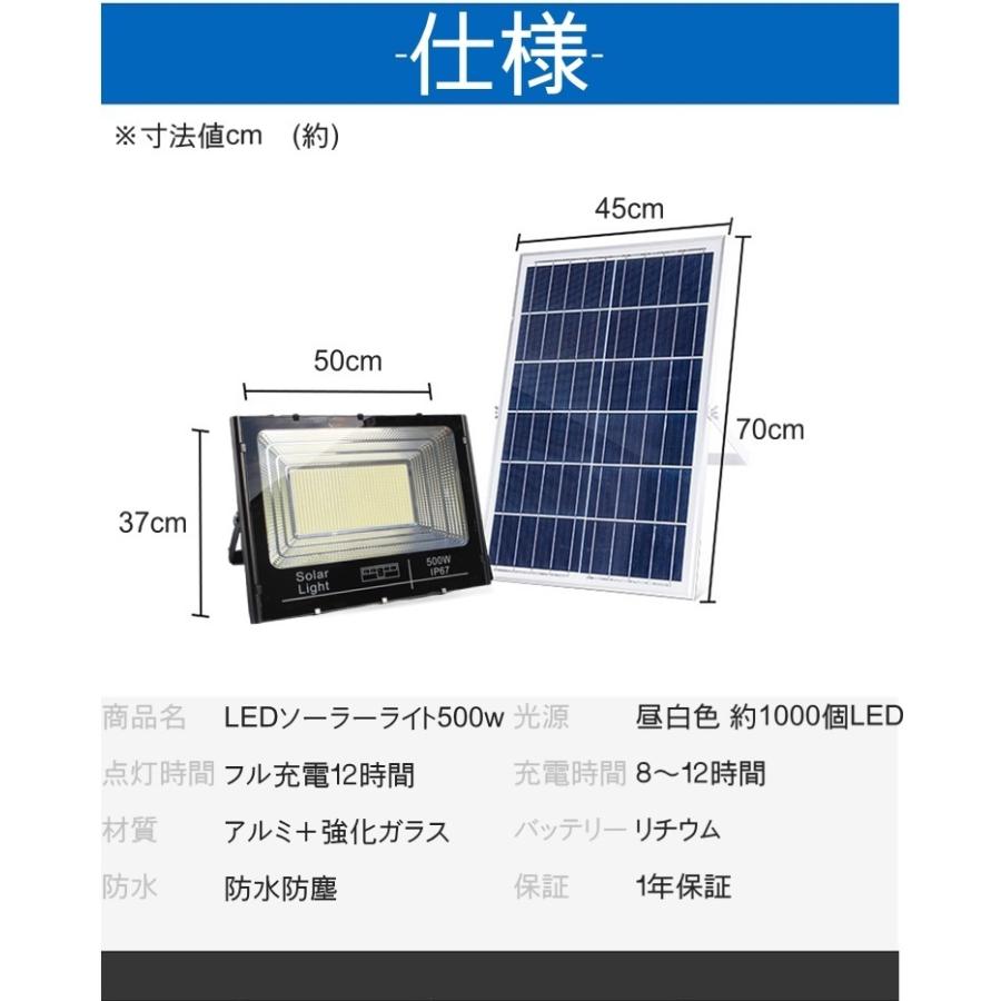 LED ソーラーライト500W 太陽光発電 光センサー 屋外照明 防犯 防水 自動点灯 屋外 自転車 駐車場 玄関 廊下 軒先 庭 ガーデン｜urazaki｜05