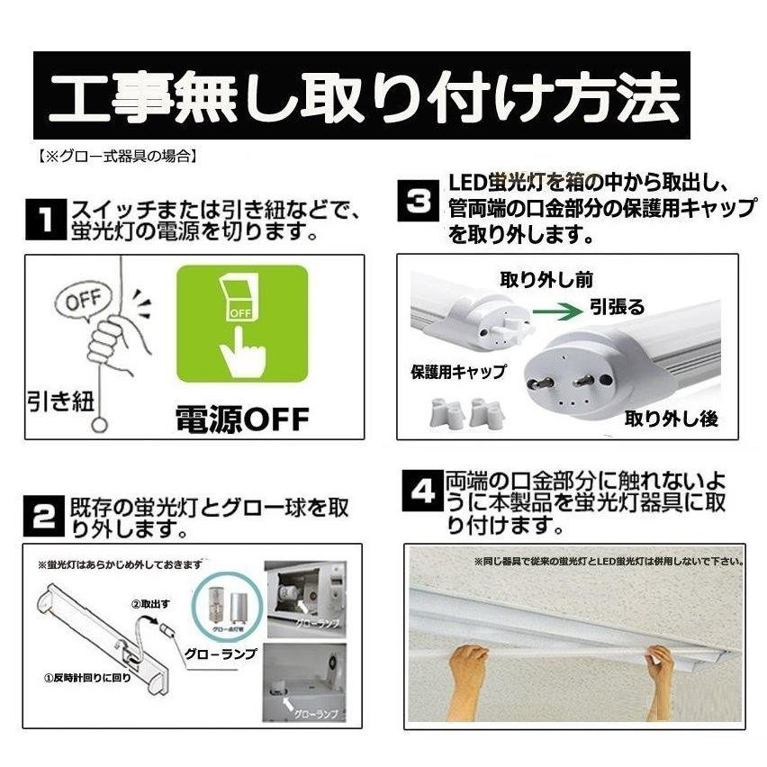 LEDベースライト 蛍光灯 照明 電球 シーリングライト 天井照明  グロー式工事不要 20w形 直管 58cm/60cm 送料無料　PSE 4本セット｜urazaki｜09