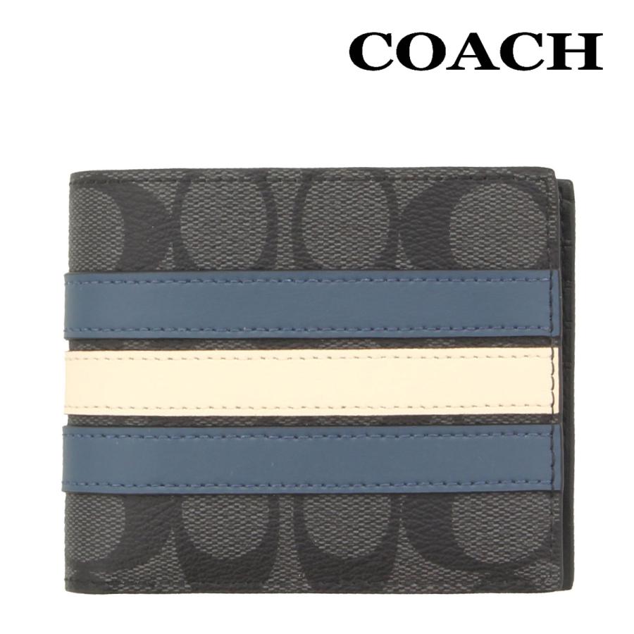 COACH コーチ 財布 二つ折り メンズ 3008 チャコール×デニム COACH コーチ 財布 二つ折り メンズ 3008 チャコール×デニム