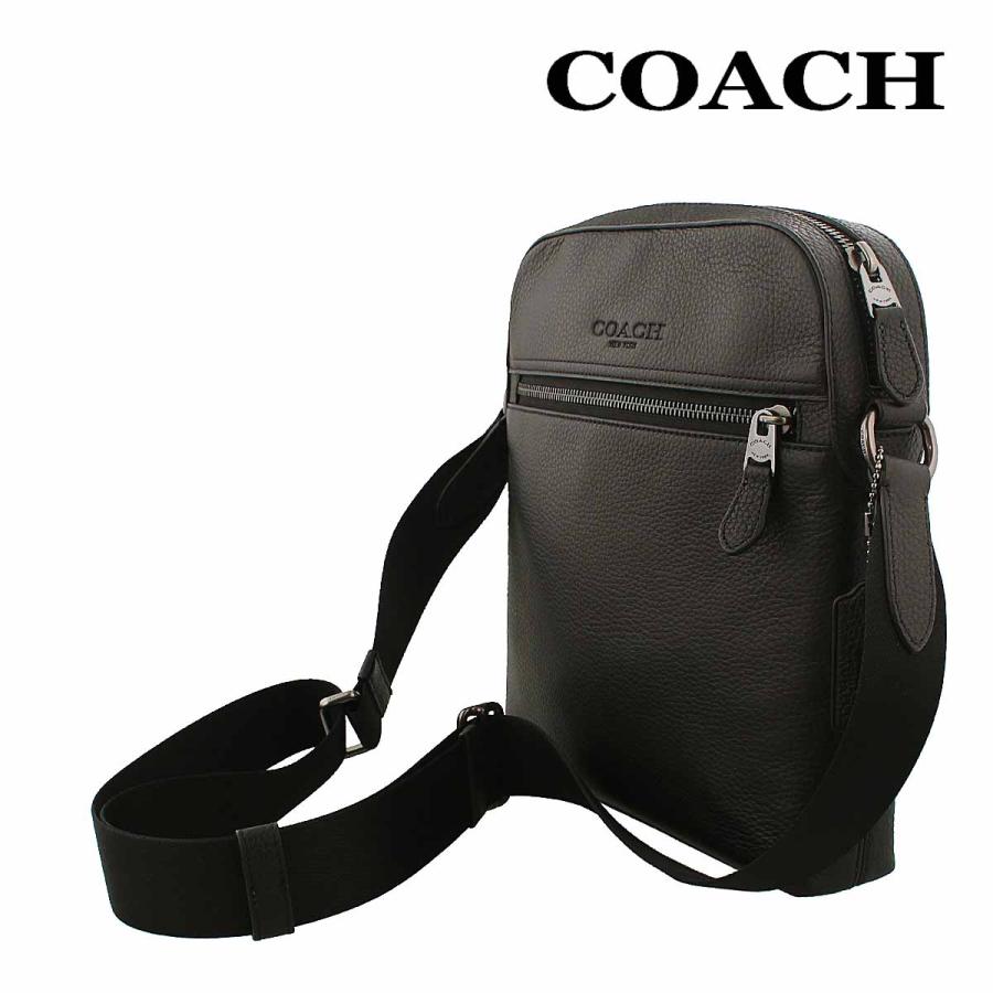 訳あり 展示品/コーチ メンズ バッグ ショルダーバッグ COACH 4011 ブラック ヒューストン スムース レザー フライト バッグ QB/BK アウトレットの画像