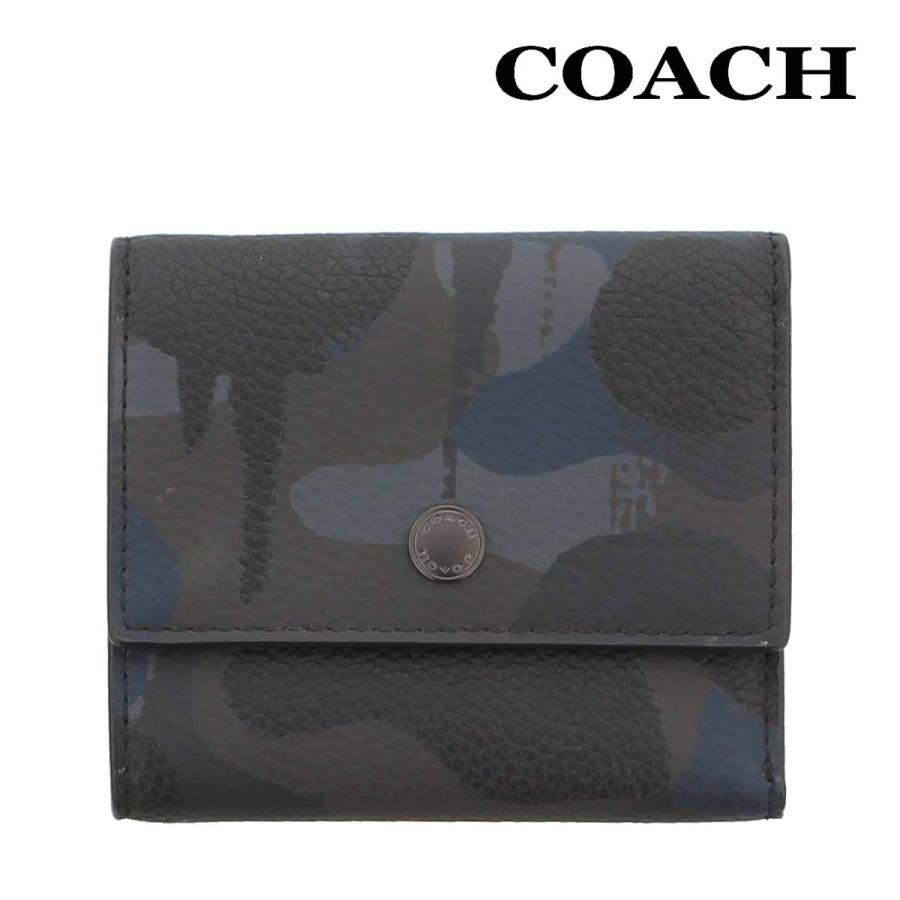 COACH 訳あり コーチ 財布 三つ折り メンズ 75496 ネイビーマルチ 