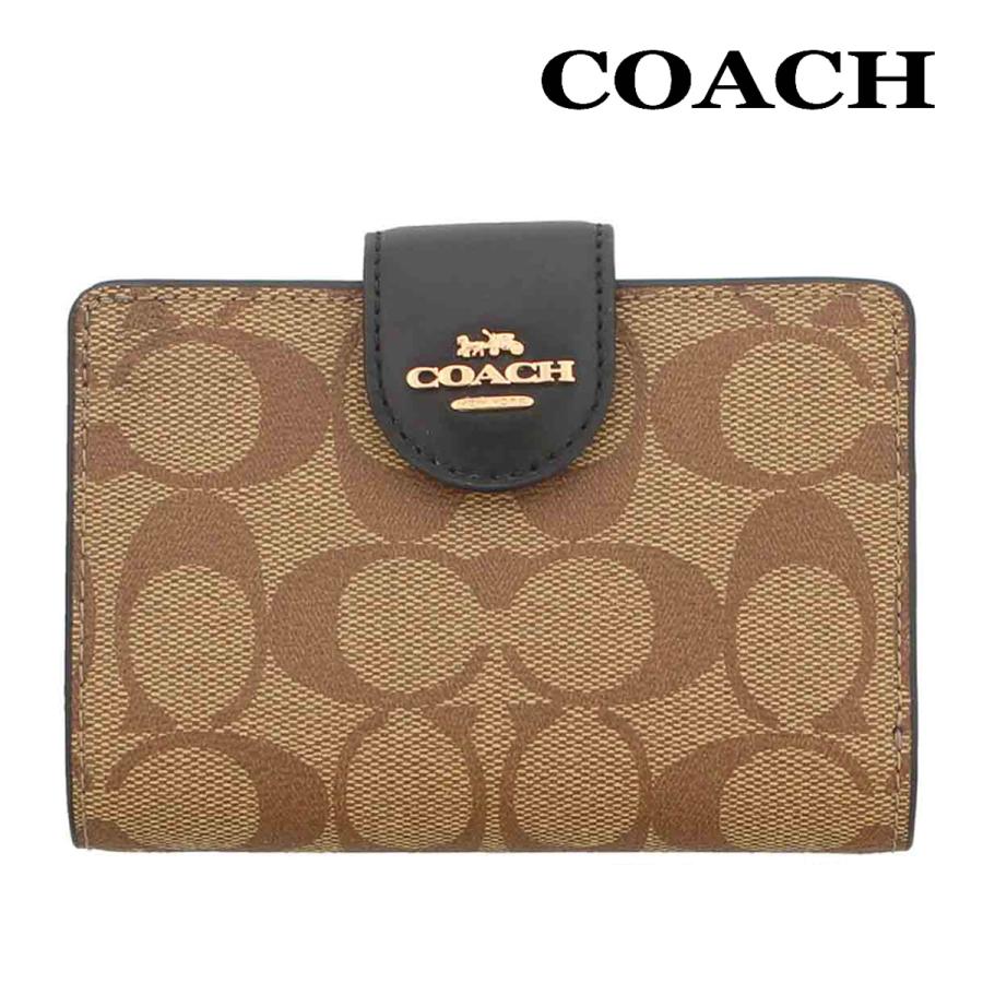 COACH（コーチ） 財布 二つ折り COACH C0082 カーキ×ブラック
