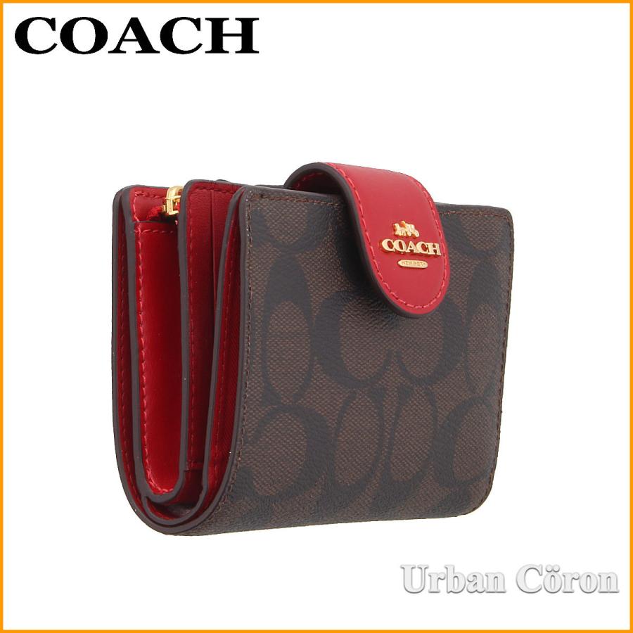 コーチ 財布 二つ折り COACH C0082 ブラウン×1941レッド シグネチャー