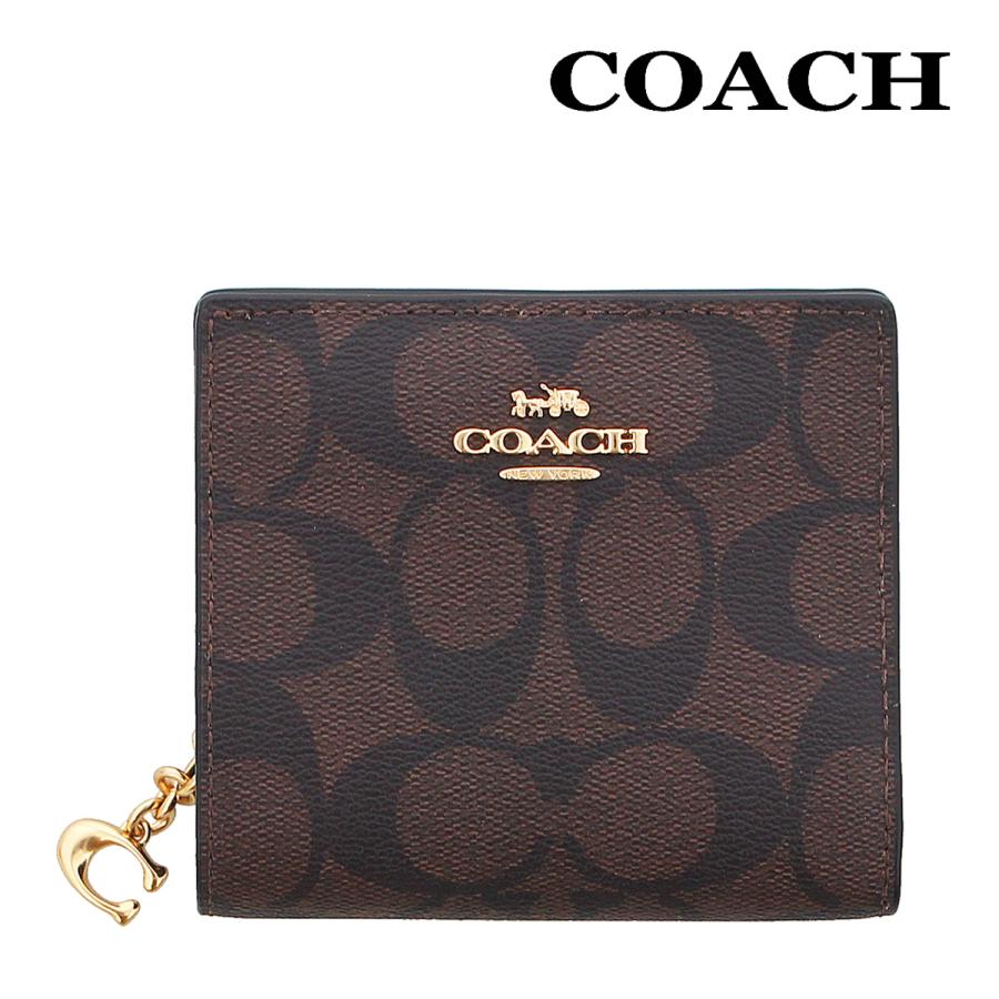 コーチ 財布 二つ折り COACH C3309 ブラウン×ブラック シグネチャー 
