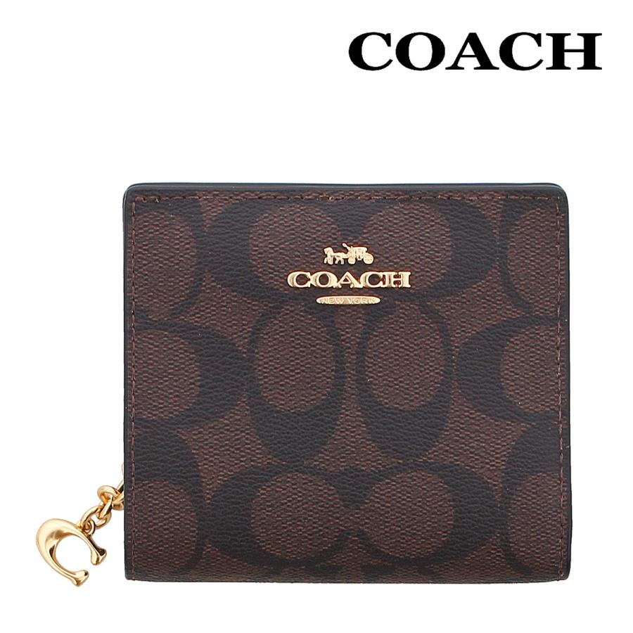 コーチ 財布 二つ折り COACH C3309 ブラウン×ブラック シグネチャー