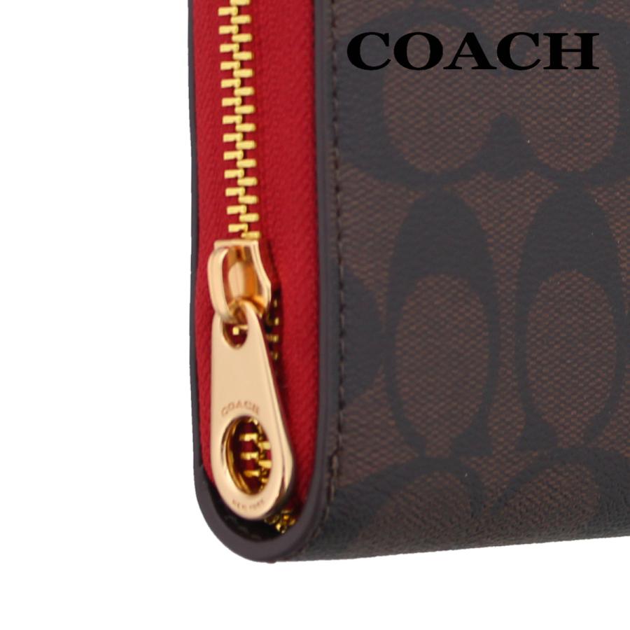 コーチ 財布 長財布 COACH C4452 ブラウン×1941レッド シグネチャー 