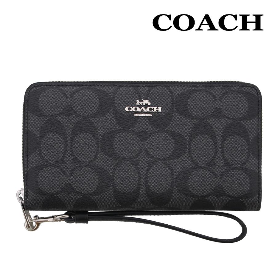 コーチ 財布 長財布 COACH C4452 グラファイト×ブラック シグネチャー