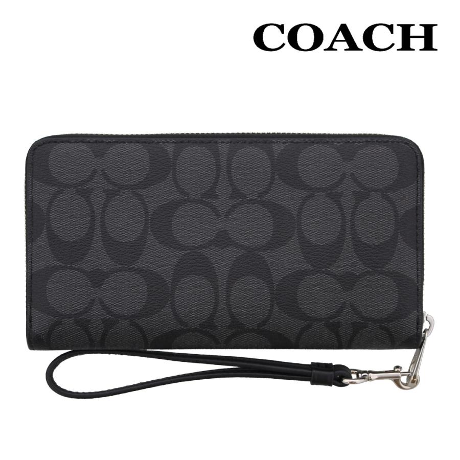 コーチ 財布 長財布 COACH C4452 グラファイト×ブラック シグネチャー