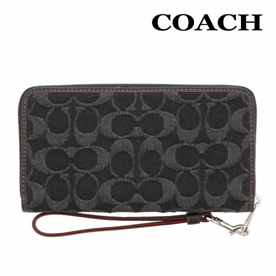 コーチ 財布 長財布 COACH CP412 ブラック シグネチャー デニム ロング ジップ アラウンド ストラップ付き SVBK アウトレット｜urban-coron｜03