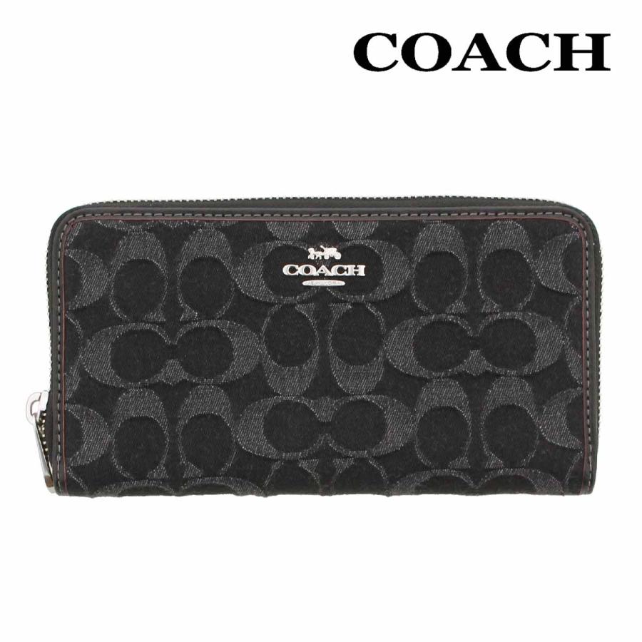 コーチ 財布 長財布 COACH CP412 ブラック シグネチャー デニム ロング ジップ アラウンド ストラップ付き SVBK アウトレット｜urban-coron｜06