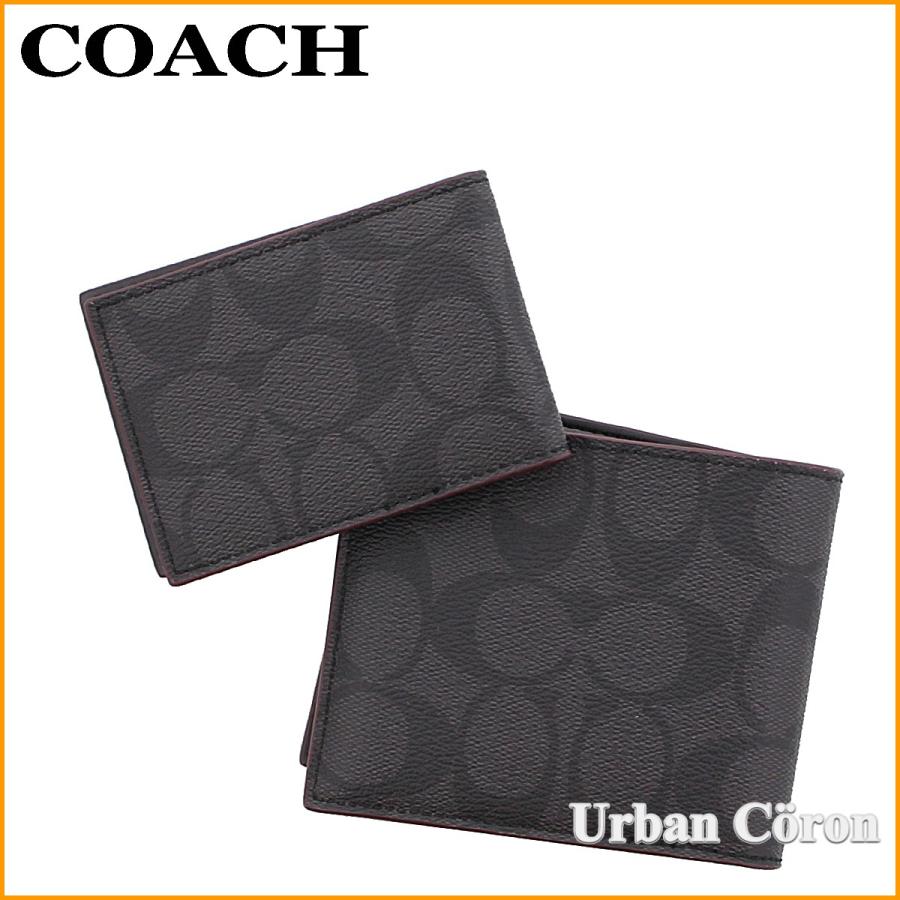 コーチ 財布 二つ折り メンズ COACH F25519 ブラック×ブラックオックスブラッド シグネチャー PVC レザー コンパクト ID ウォレット N3A アウトレット｜urban-coron｜05