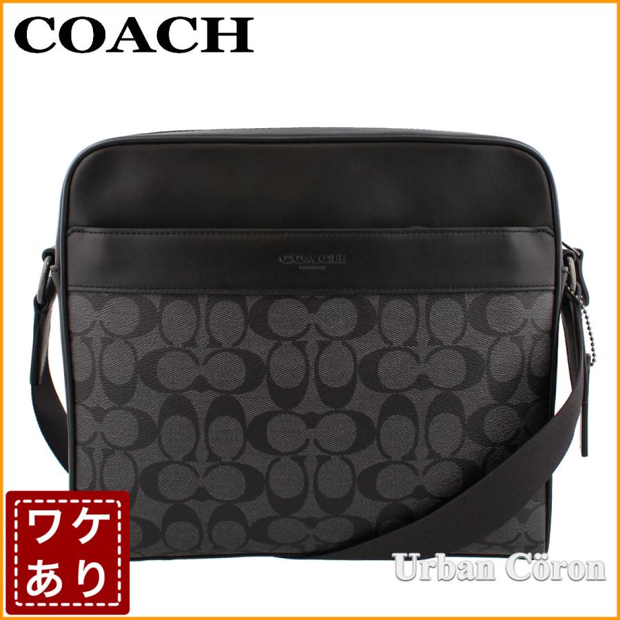 配送員設置送料無料 訳あり コーチ ショルダーバッグ メンズ Coach F チャコール ブラック チャールズ シグネチャー Pvc レザー カメラバッグ Qbmi5 アウトレット 史上最も激安 Www Htsstlucia Org