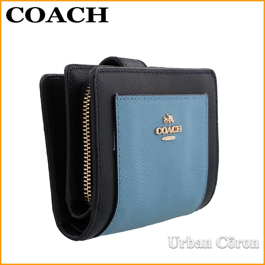 訳あり コーチ 財布 二つ折り Coach F539 ミッドナイト ブルーパーチ カラーブロック クロスグレイン ミディアム コーナー ジップ ウォレット アウトレット F539 Imerz W アーバンコロン 通販 Yahoo ショッピング