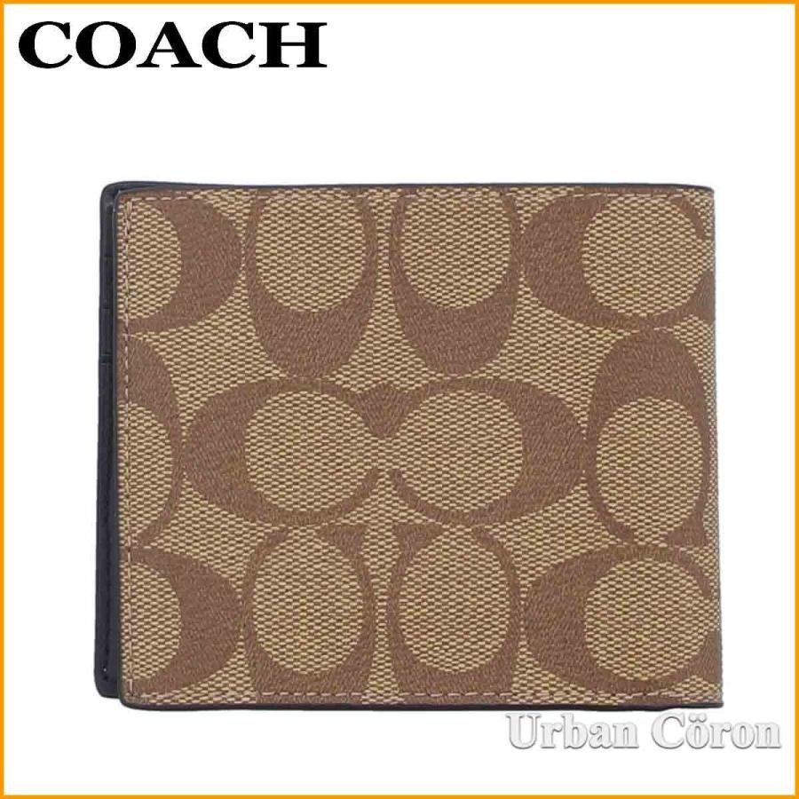 COACH コーチ 財布 二つ折り メンズ F66551 タン×ブラック COACH コーチ 財布 二つ折り メンズ F66551 タン×ブラック
