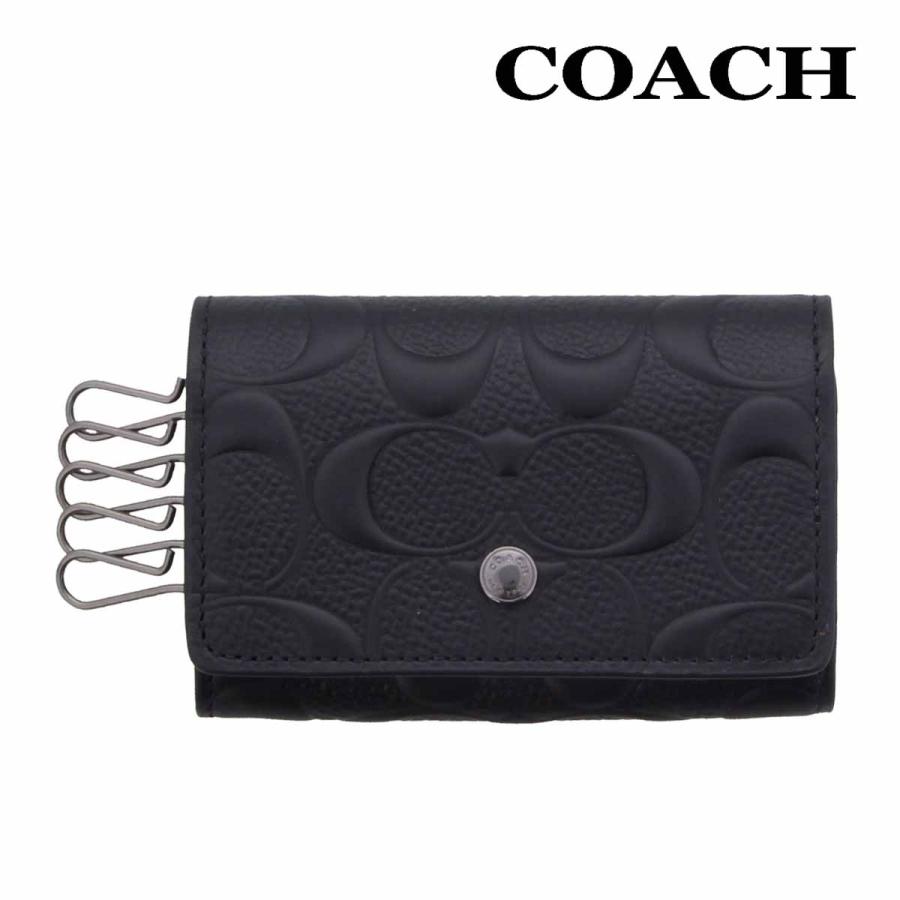 コーチ キーケース 小物 メンズ Coach F ブラック シグネチャー クロスグレーン レザー 5連 キーケース Qbbk アウトレット F Qbbk アーバンコロン 通販 Yahoo ショッピング