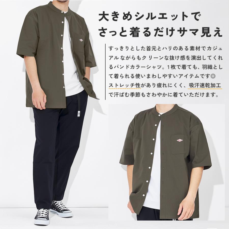 BALL バンドカラーシャツ 半袖 メンズ バンドカラー 吸汗速乾 ドライ