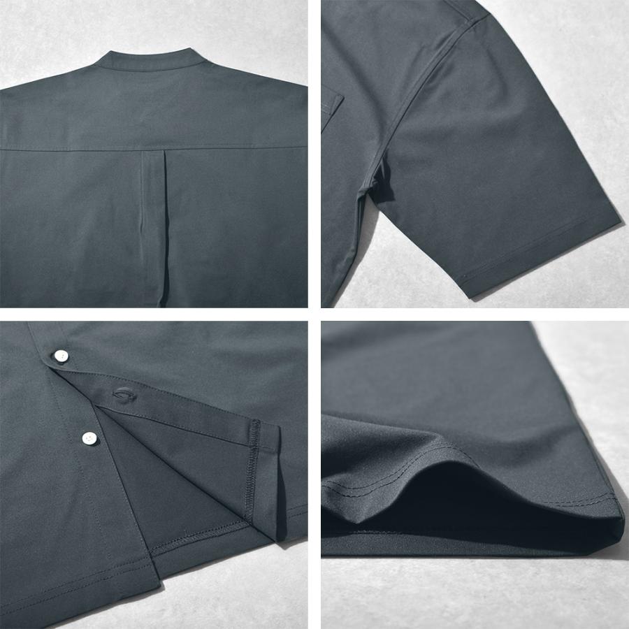 BALL バンドカラーシャツ 半袖 メンズ バンドカラー 吸汗速乾 ドライ