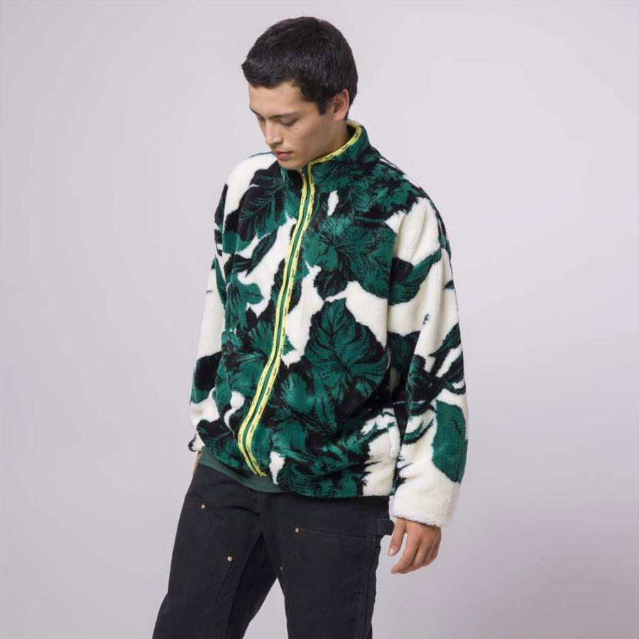 ハフ HUF SATIVA FLORAL FULL-ZIP SHERPA FLEECE | NATURAL フリース ジャケット シェルパ フルジップ ボタニカル柄 草 ロゴ テープ ナチュラル グリーン｜urbancycostore｜08