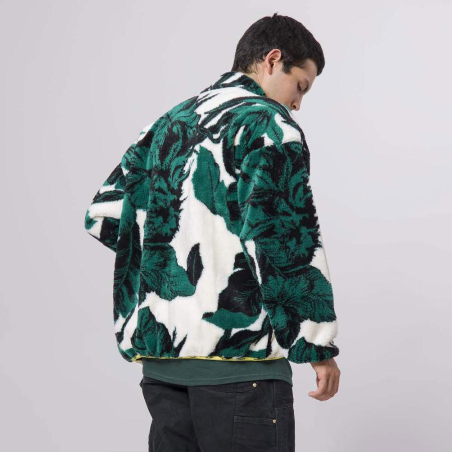 ハフ HUF SATIVA FLORAL FULL-ZIP SHERPA FLEECE | NATURAL フリース ジャケット シェルパ フルジップ ボタニカル柄 草 ロゴ テープ ナチュラル グリーン｜urbancycostore｜09