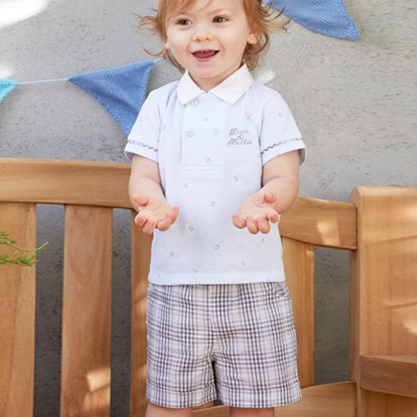 子供服 半袖 セットアップ 男の子 2点セット ベビー服 ポロシャツ チェック 半ズボン フォーマル カジュアル お出かけ