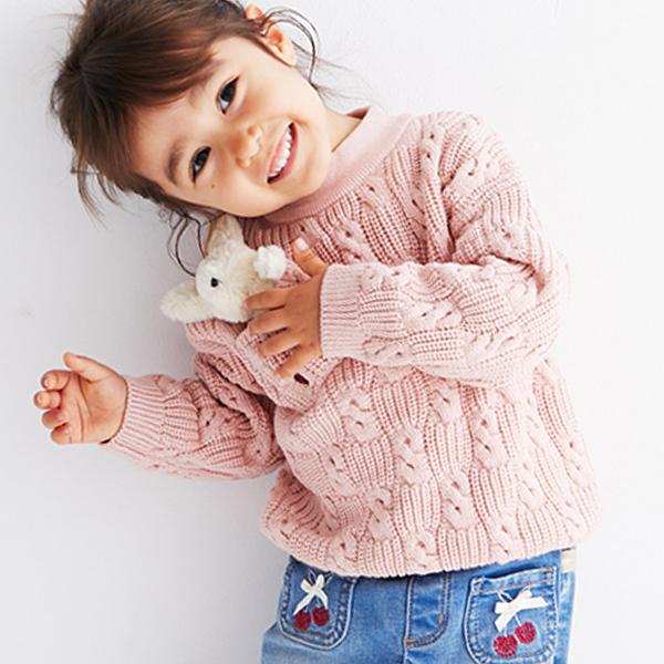 女の子 トップス ニット 長袖 子供服 カットソー ピンク ハイゲージ 春 秋 冬 70 80 90 100 110 1 130 140 Cm Dbj Dave Bella デイブ ベラ Dbj アーバン ミニ スタイル 通販 Yahoo ショッピング