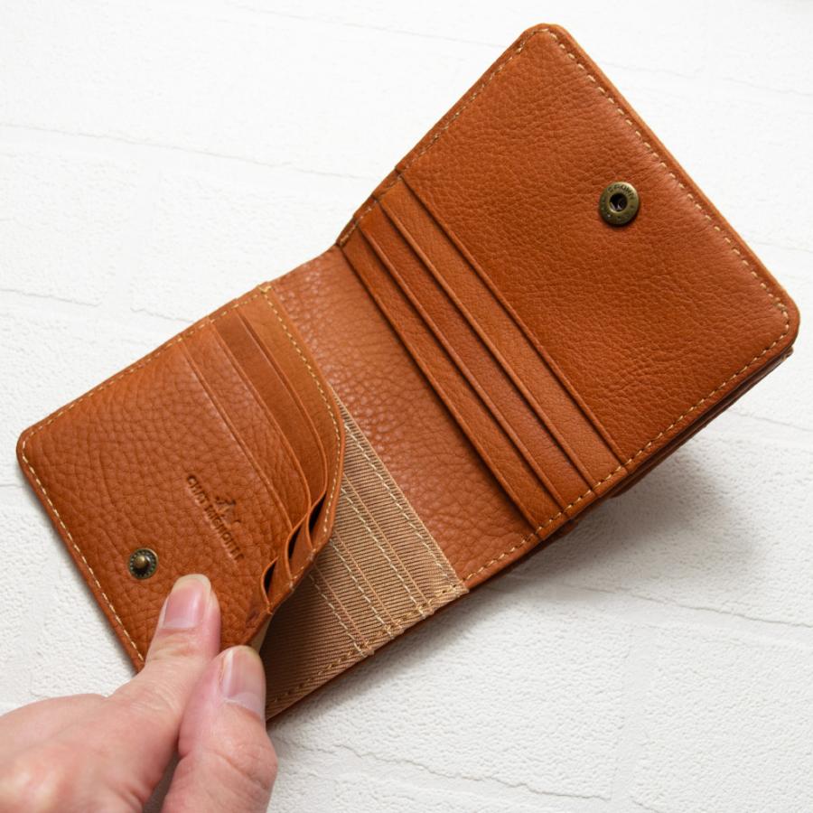 キャットデザイン コンパクト財布 / 猫 ネコ 本革 型押し ミニ財布