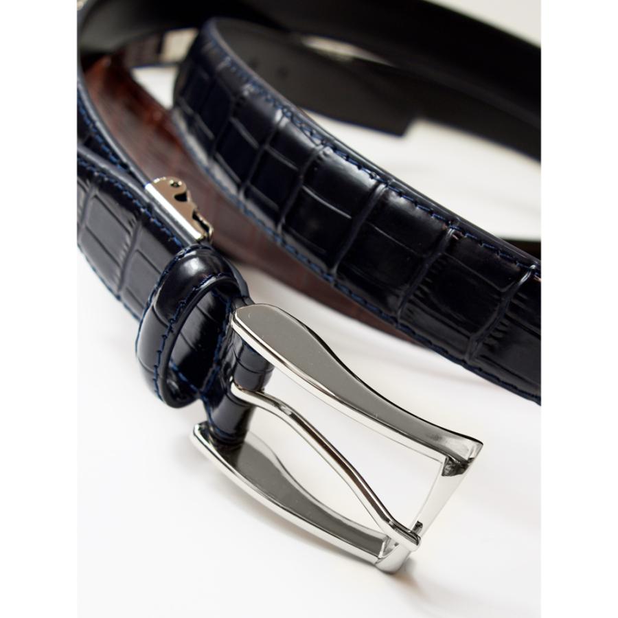 クロコダイル型押し レザーベルト メンズ / ビジネス デルマ革 ワニ革型押し カジュアル コスパ 安い 高級感 おしゃれ |  | 05