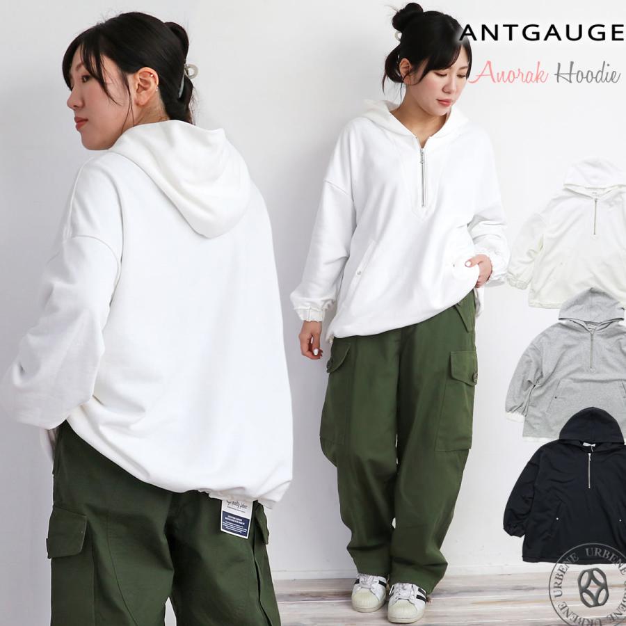 ANIECA シアー ハーフジップ プルオーバー フード パーカー フリーサイズ ANTGAUGE（アントゲージ） パーカー アノラックパーカー ハーフジップ