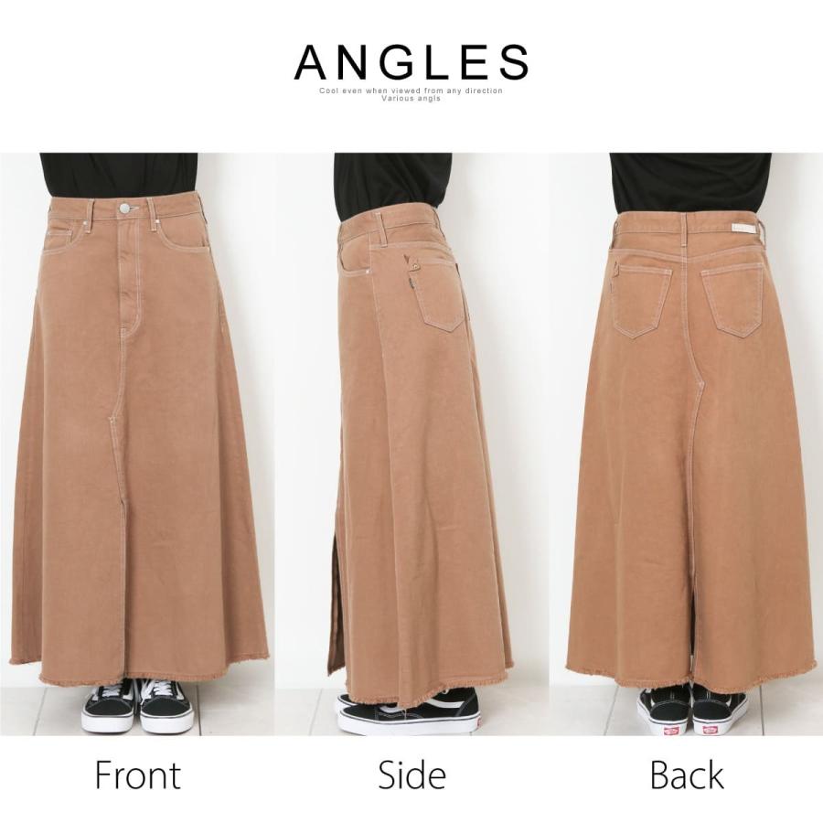 ANTGAUGE（アントゲージ） デニムフレアスカート スリット 膝下丈 a