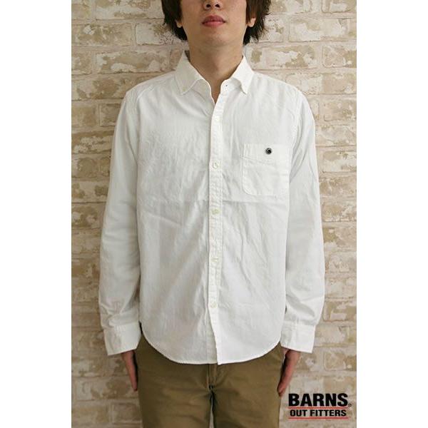 BARNS OUTFITTERS ホワイト ボタンダウンシャツ BARNS OUTFITTERS 長袖シャツ バーンズ 小襟 オックスフォード