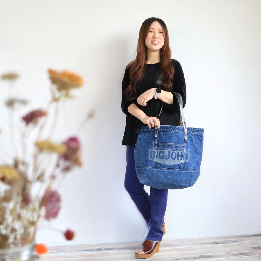 Big John デニムトートバッグ ビッグジョン 本革ハンドル