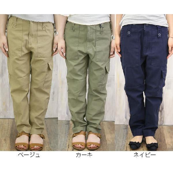 bit blueビットブルーバックサテンミリタリーカーゴパンツ レディース