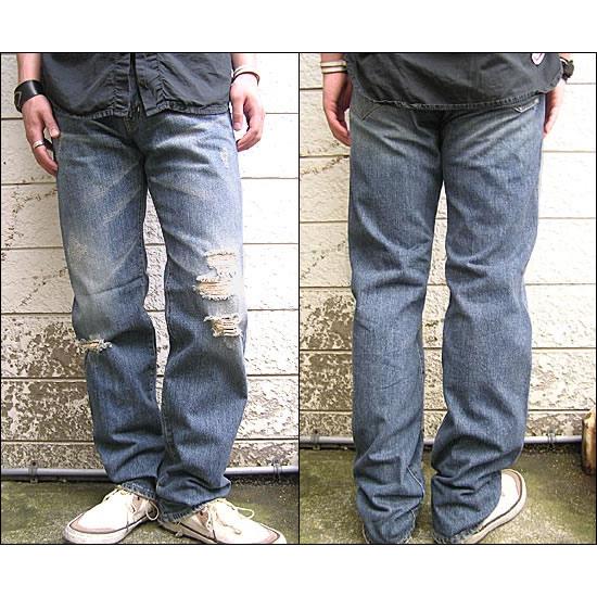 ブルーウェイ BLUE WAY デニムパンツ 日本製 BLUE WAY（ブルーウェイ） ダメージ加工ビンテージストレート5P