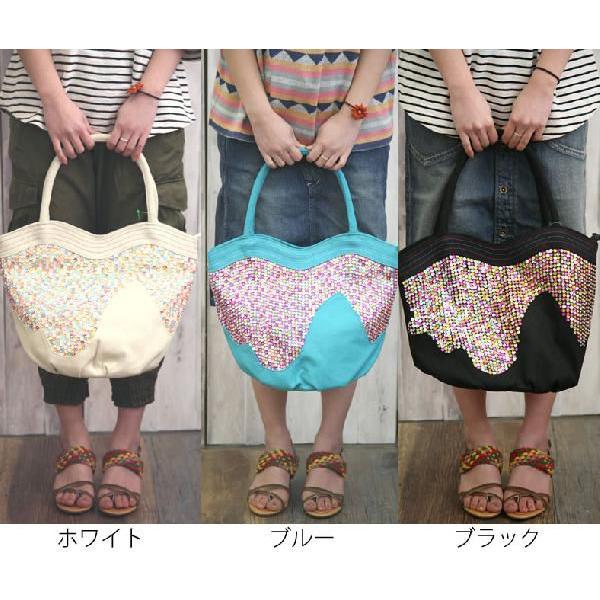 COCUE（コキュ） カラフル スパンコール ジップ トートバッグ 