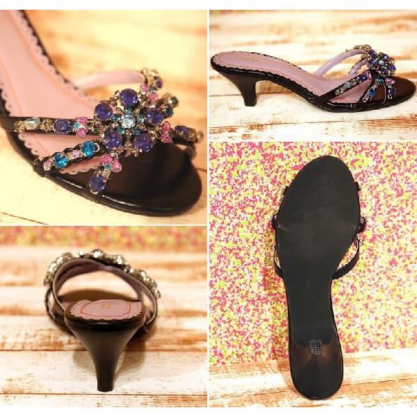 [入手困難] ゴルチエ　マイユ　ビジュー装飾　総柄　カットソー　サイズM COCUE（コキュ） ビジュー 小花 モチーフ ミュール サンダル ミラス