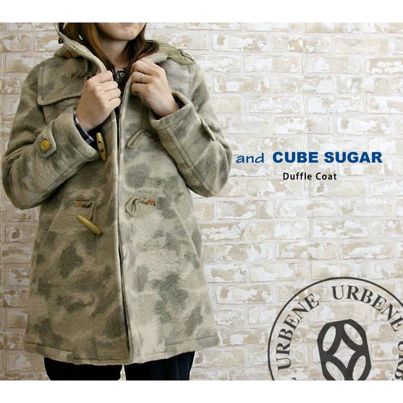 ダッフルコート ★ カモフラ CUBE SUGAR（キューブシュガー） コート 圧縮ニット ジャガード 中綿