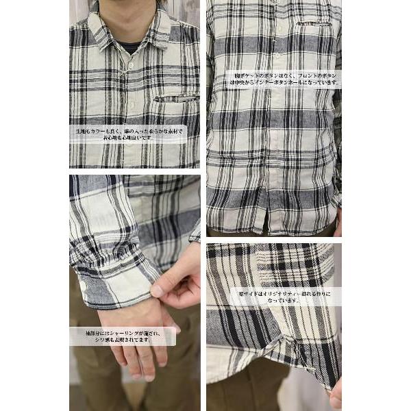 エターナル（ETERNAL） 綿麻長袖マドラスチェック柄シャツ 53645