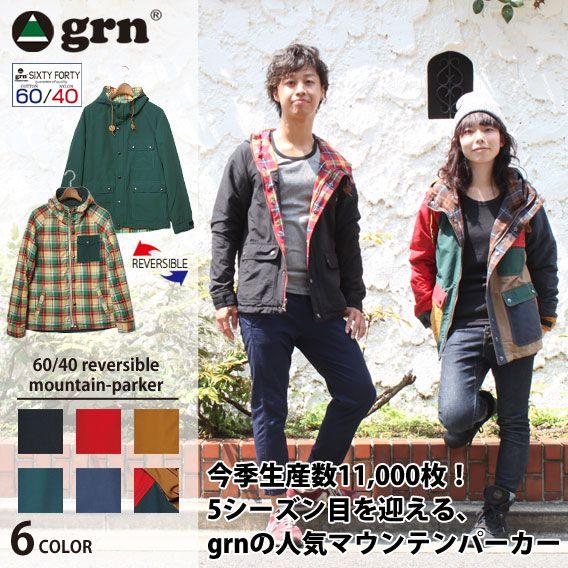 grn ジーアールエヌ 60 40クロス ネルチェック リバーシブル